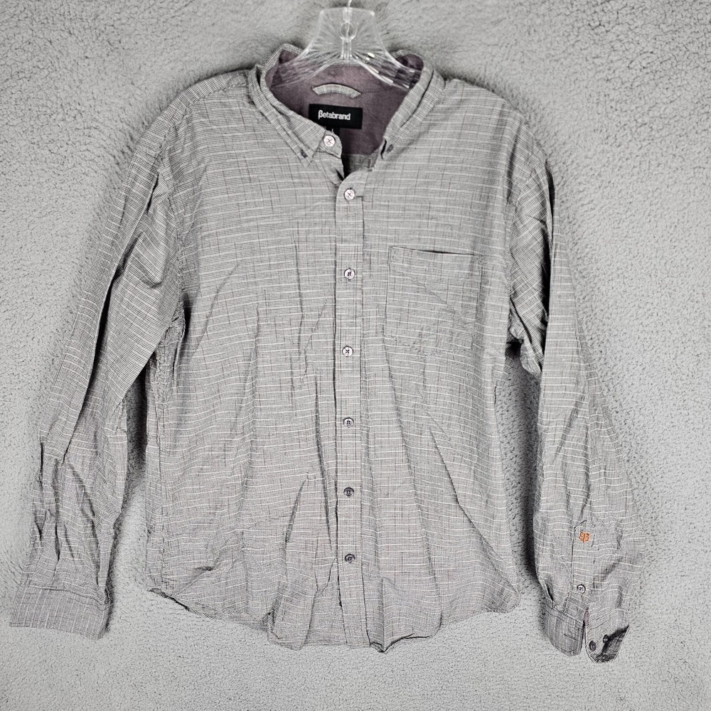 Betabrand Button Down Mens Large Multicolor Plaid Cotton Hemp Long Sleeve Shirt